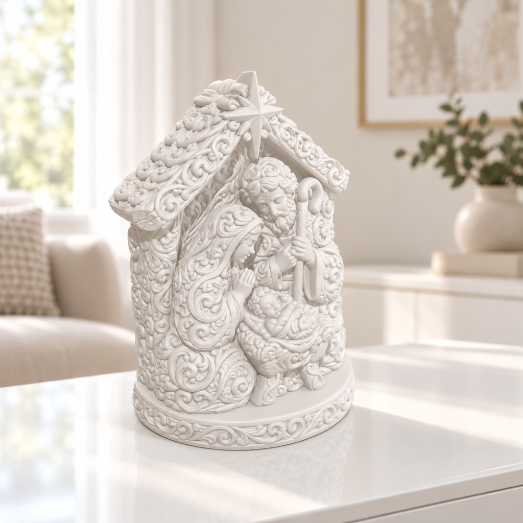 Krippe Ornament - Weiss gedruckt Wohnzimmer