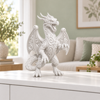 Brüllender Drache Ornament - Weiss gedruckt Wohnzimmer