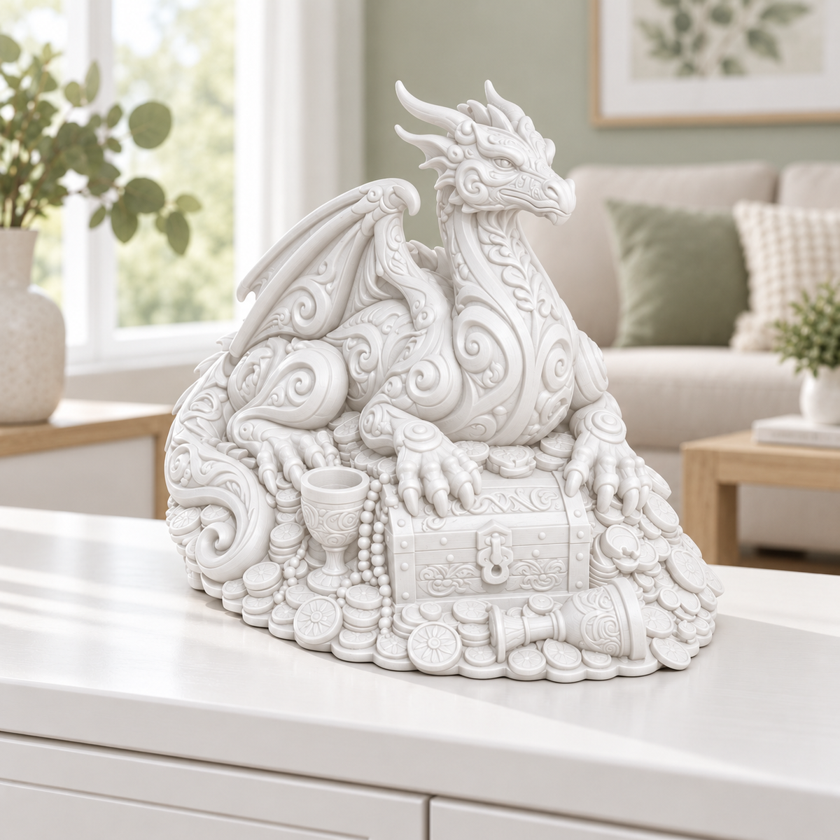 Schatzdrache Ornament - Weiss gedruckt Wohnzimmer