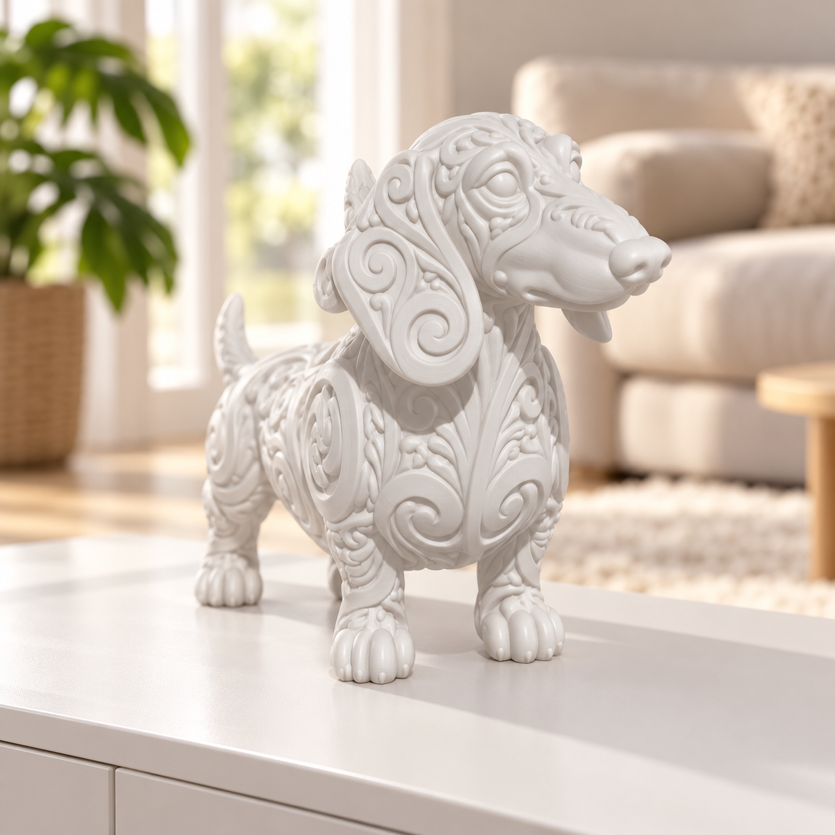 Dackel Ornament - Weiss gedruckt Wohnzimmer