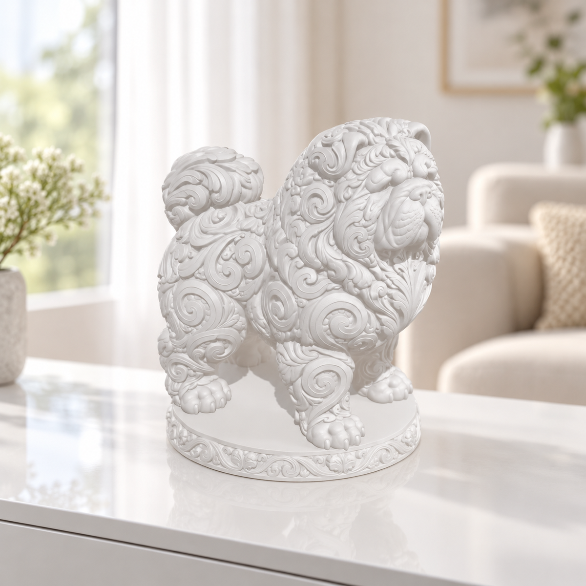Chow Chow Ornament - Weiss gedruckt Wohnzimmer