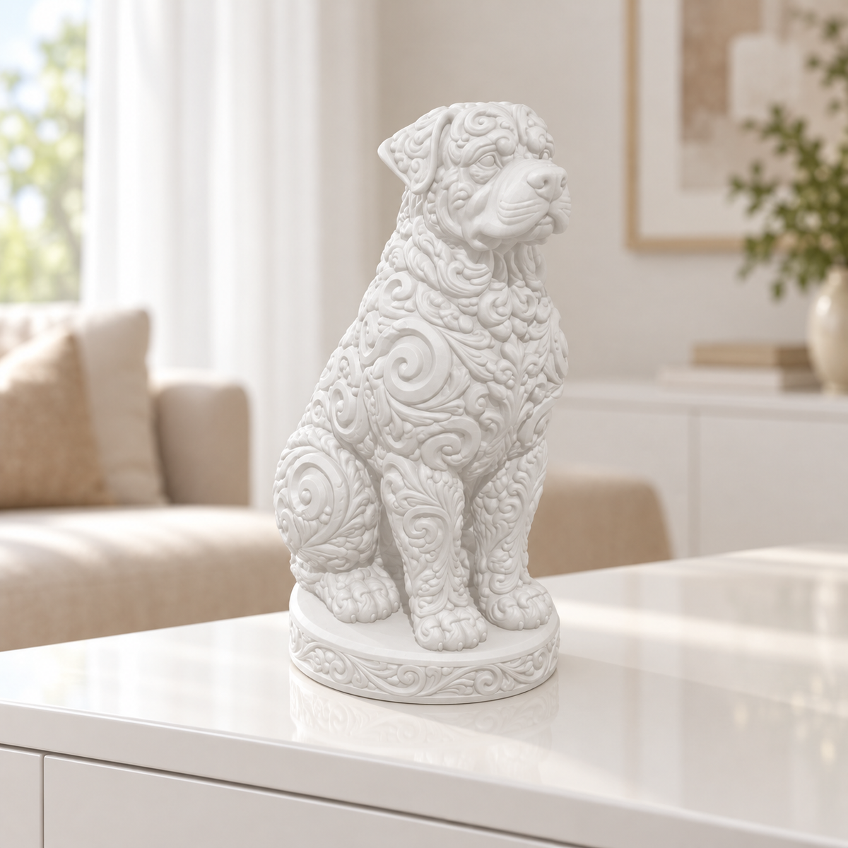 Rottweiler sitzend Ornament - Weiss gedruckt Wohnzimmer