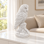 Schleiereule auf Stamm Ornament - Weiss gedruckt Wohnzimmer