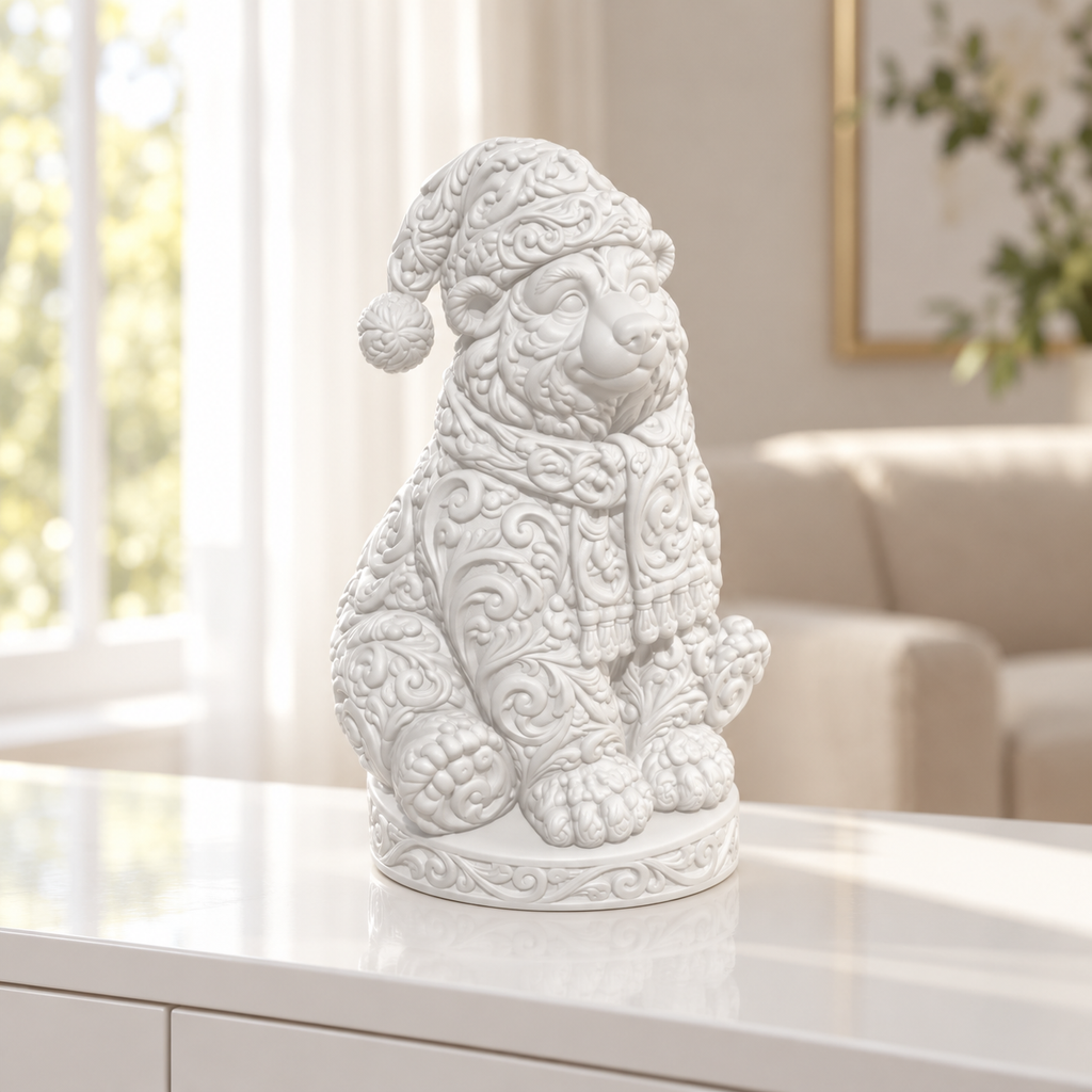 Eisbär mit Mütze Ornament - Weiss gedruckt Wohnzimmer