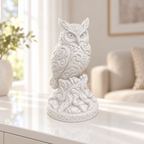 Steinkauz auf Stamm Ornament - Weiss gedruckt Wohnzimmer