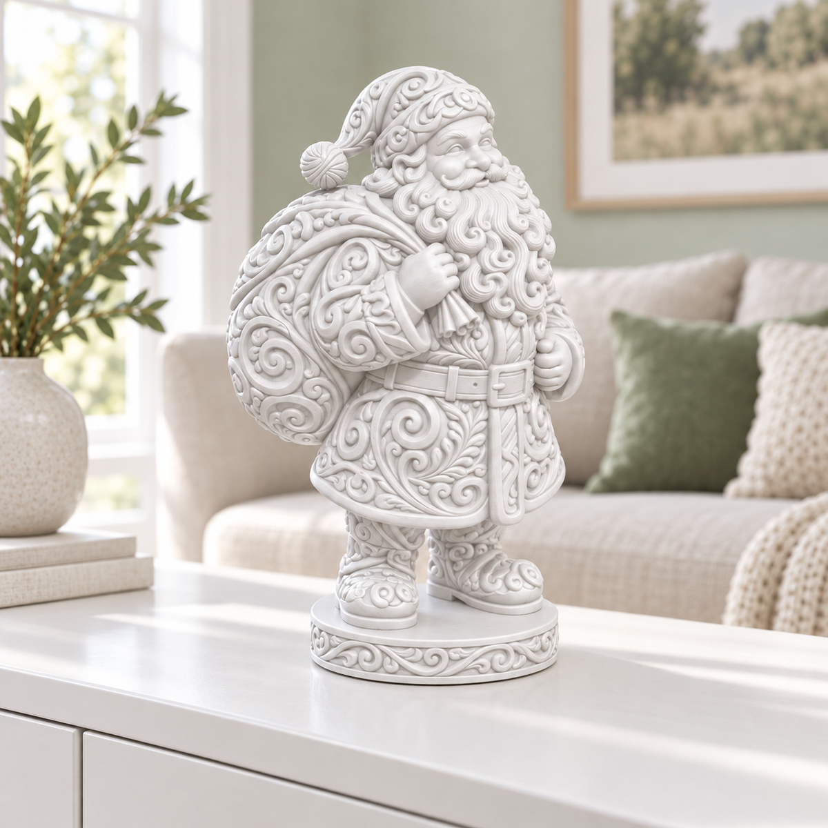 Weihnachtsmann mit Sack Ornament - Weiss gedruckt Wohnzimmer