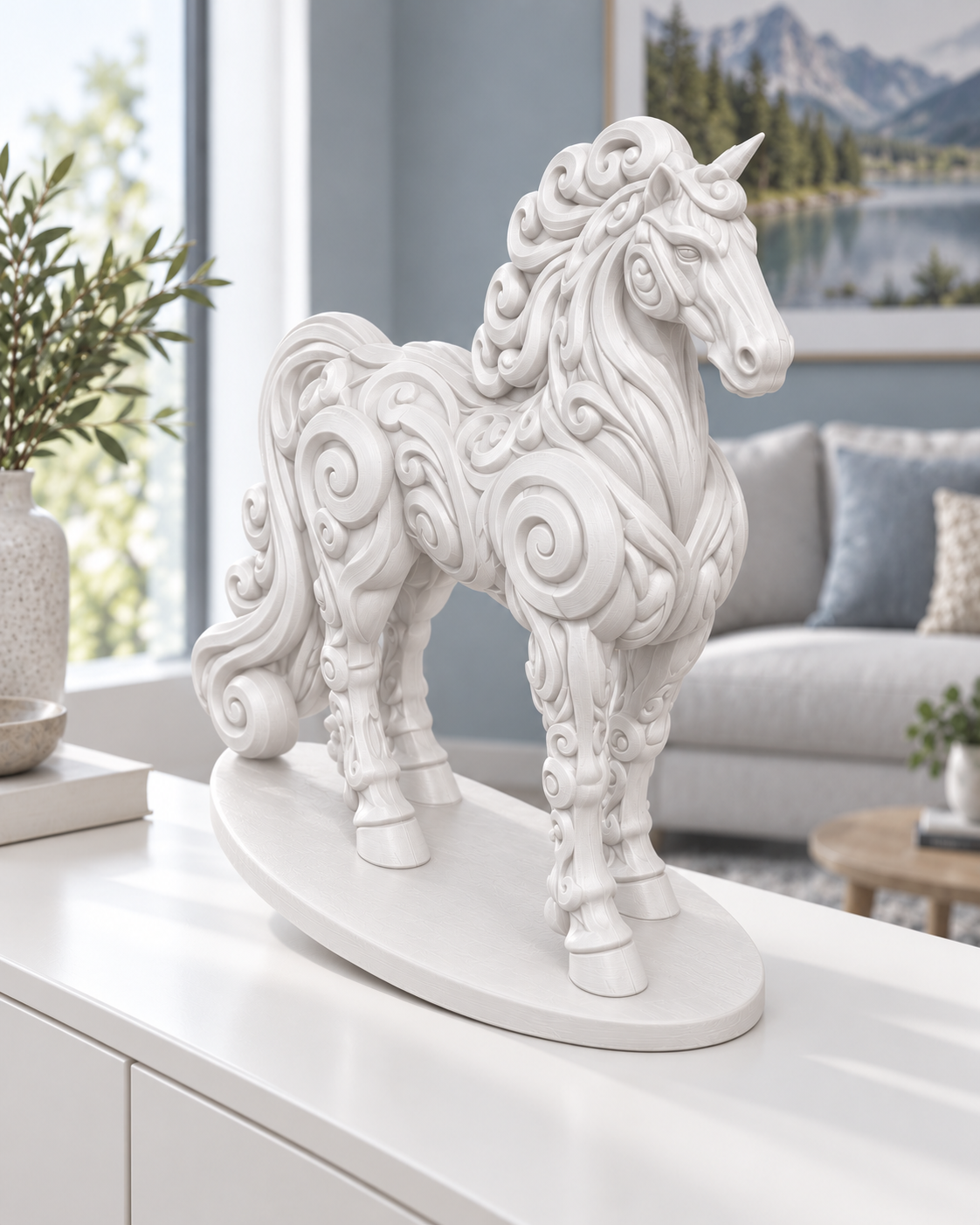 Pferd Ornament - Weiss gedruckt Wohnzimmer