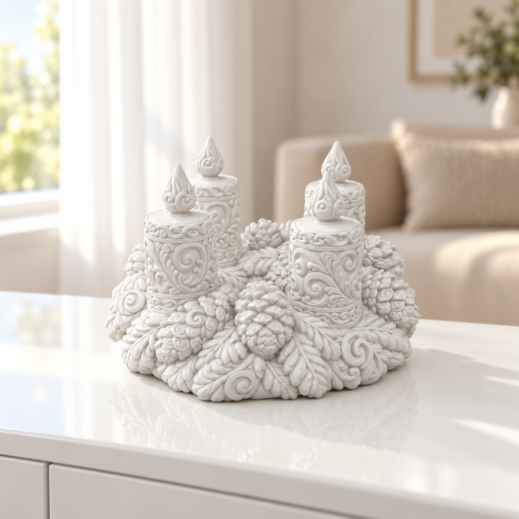 Adventskranz Ornament - Weiss gedruckt Wohnzimmer