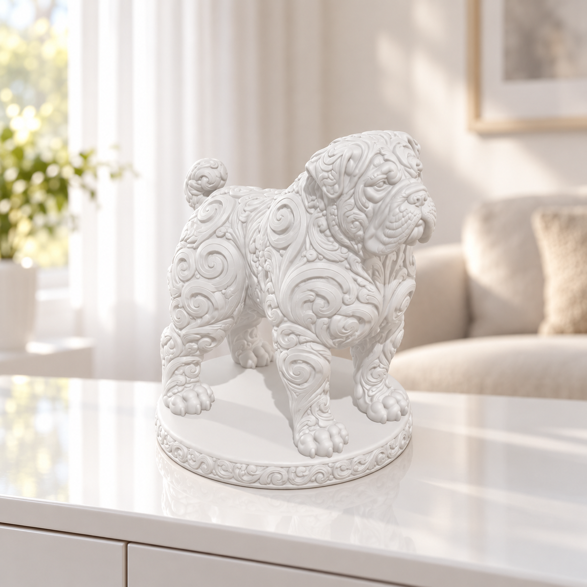 Tosa Inu Ornament - Weiss gedruckt Wohnzimmer