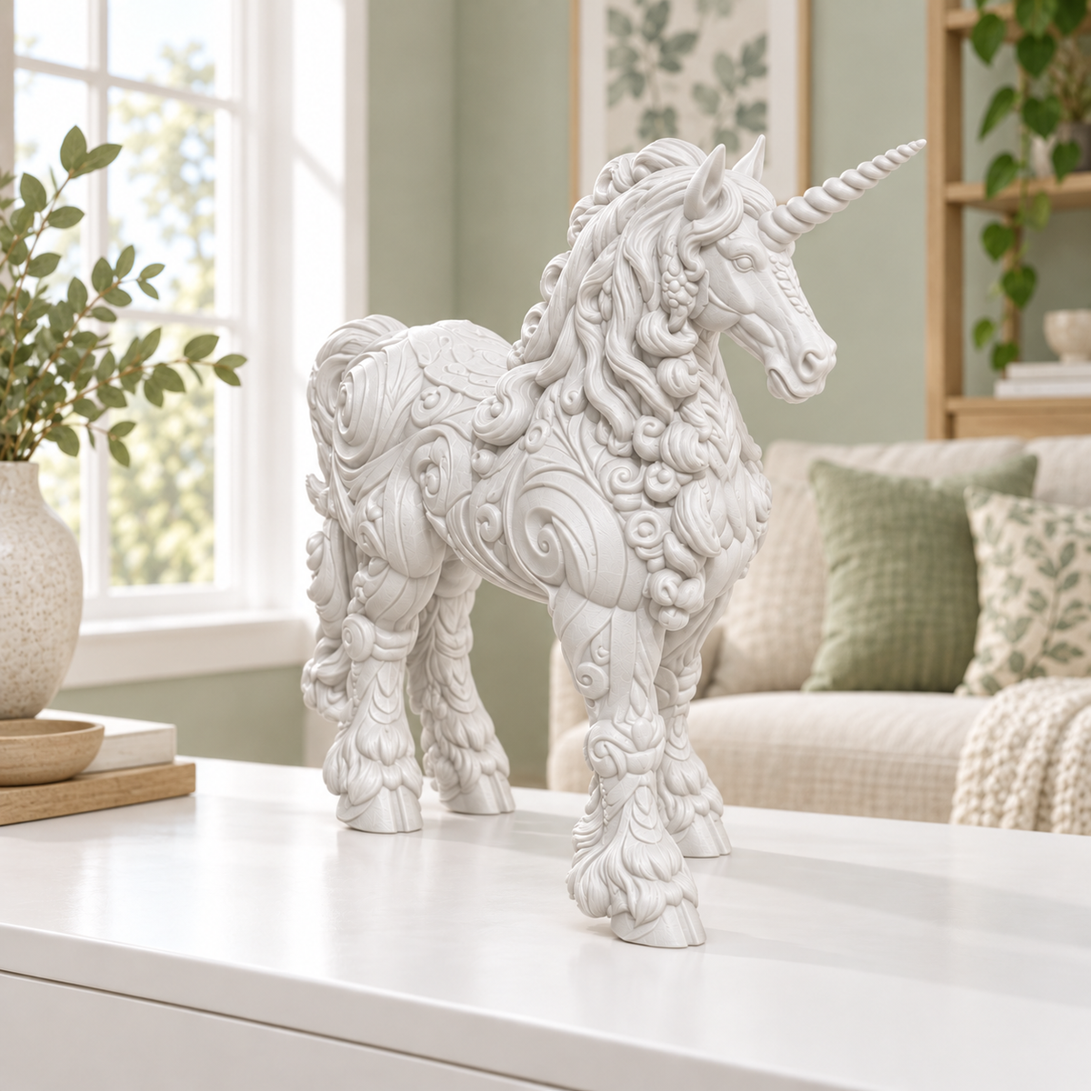 Kaltblut-Einhorn Ornament - Weiss gedruckt Wohnzimmer