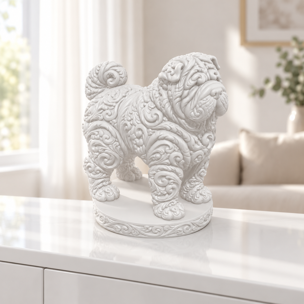 Shar Pei Ornament - Weiss gedruckt Wohnzimmer