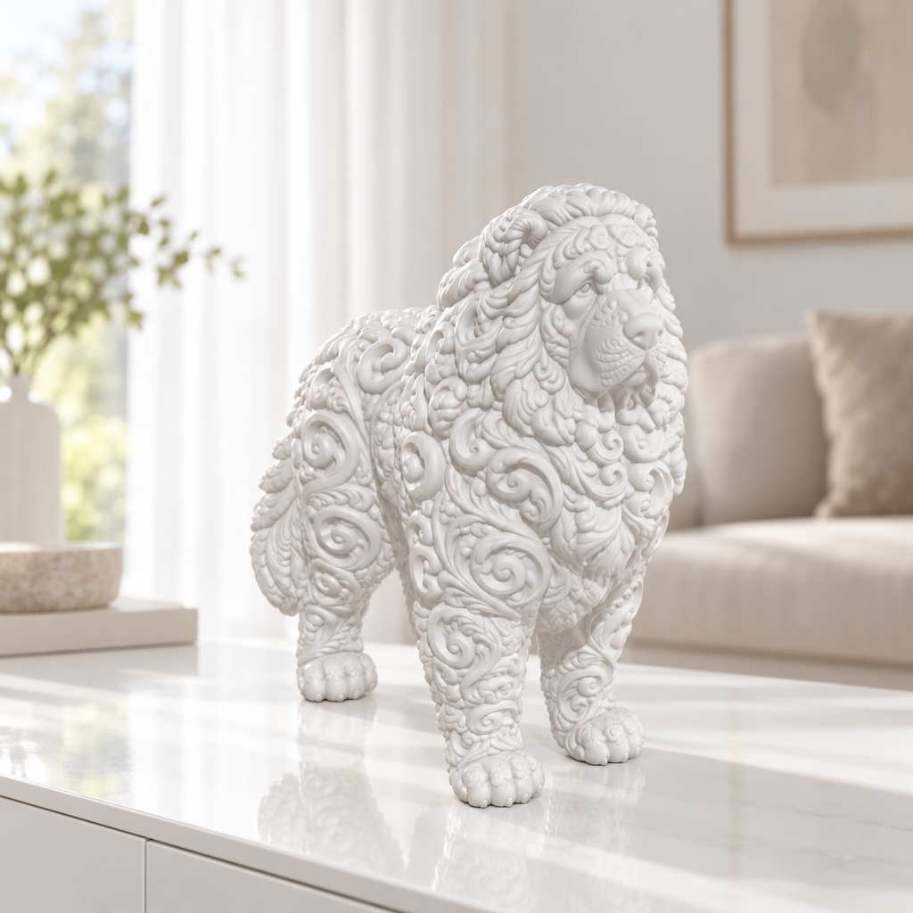 Kaukasischer Owtscharka Ornament - Weiss gedruckt Wohnzimmer