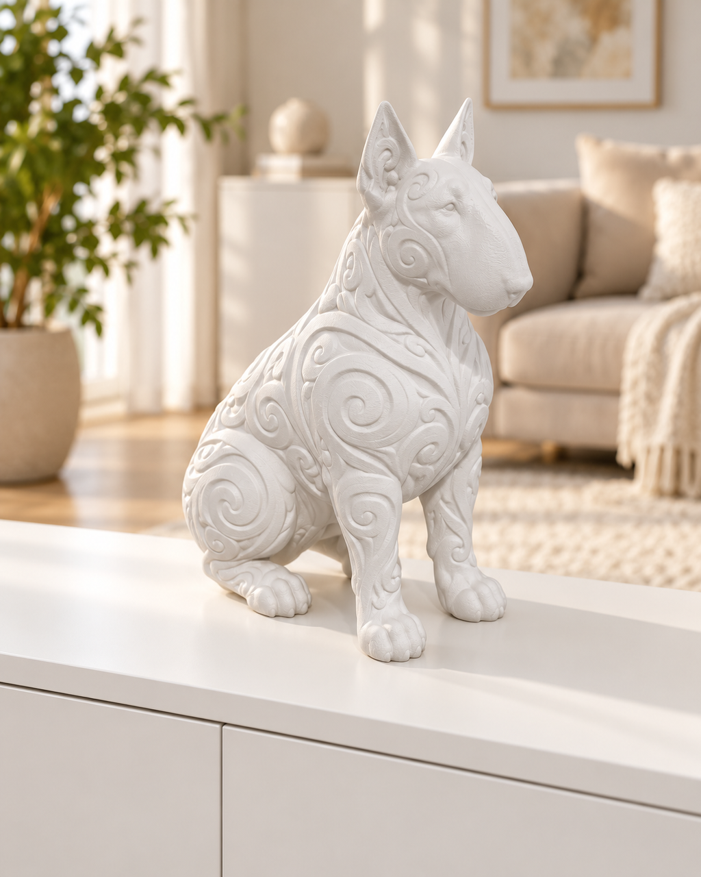 Bullterrier Ornament - Weiss gedruckt Wohnzimmer