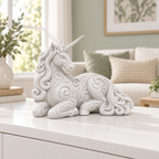 Liegendes Einhorn Ornament - Weiss gedruckt Wohnzimmer