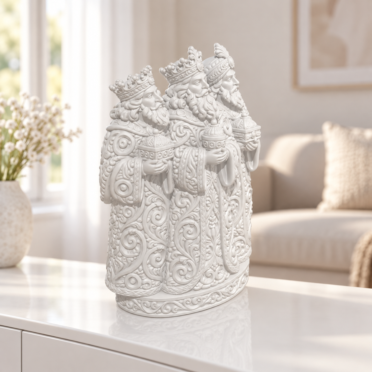 Drei Könige Ornament - Weiss gedruckt Wohnzimmer