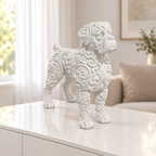 Boxer stehend Ornament - Weiss gedruckt Wohnzimmer