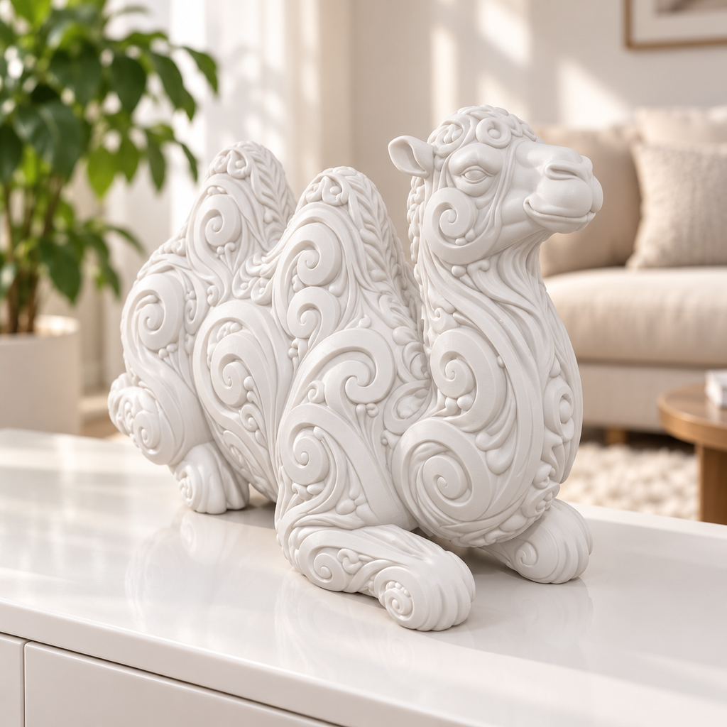 Ruhendes Kamel Ornament - Weiss gedruckt Wohnzimmer