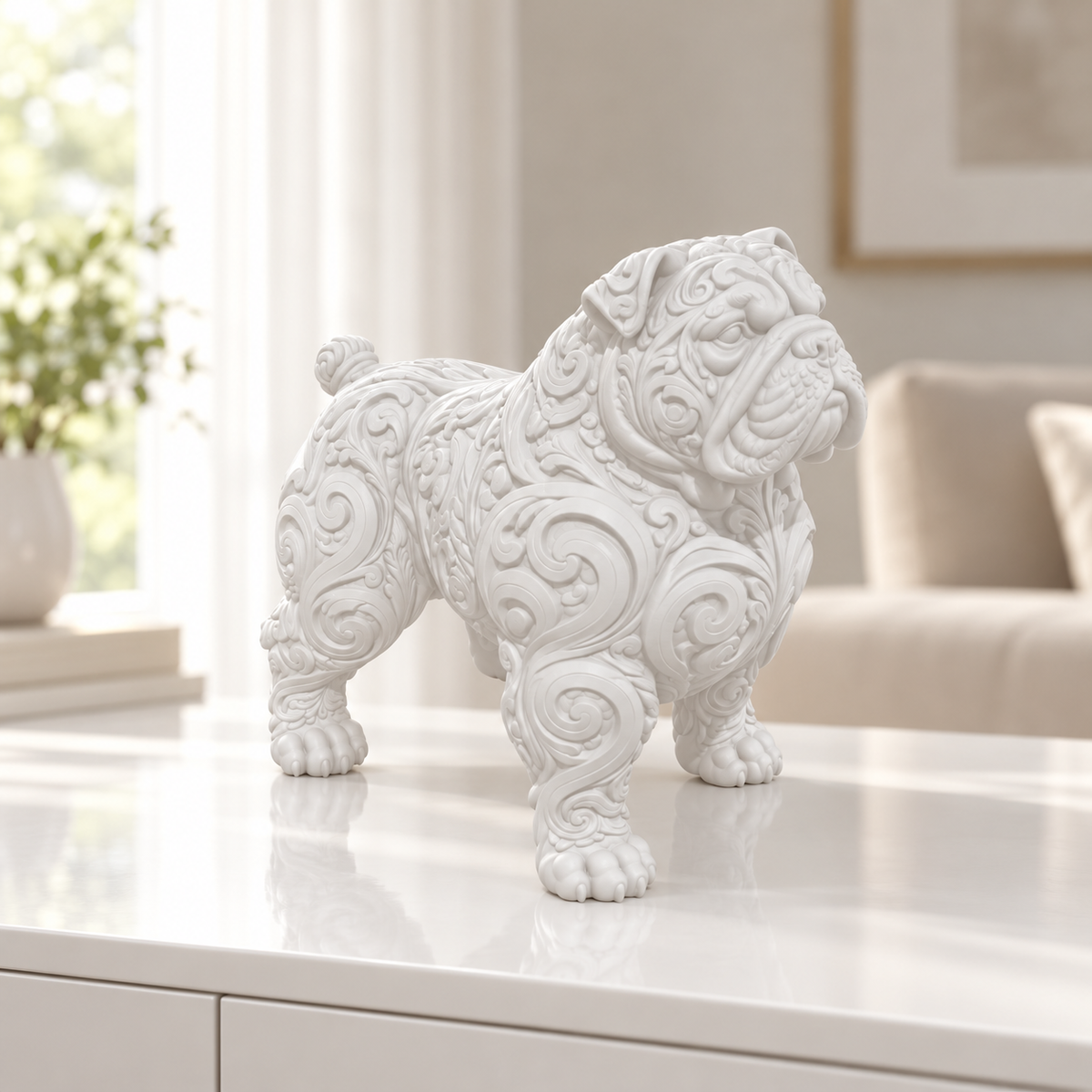 American Bully stehend Ornament - Weiss gedruckt Wohnzimmer
