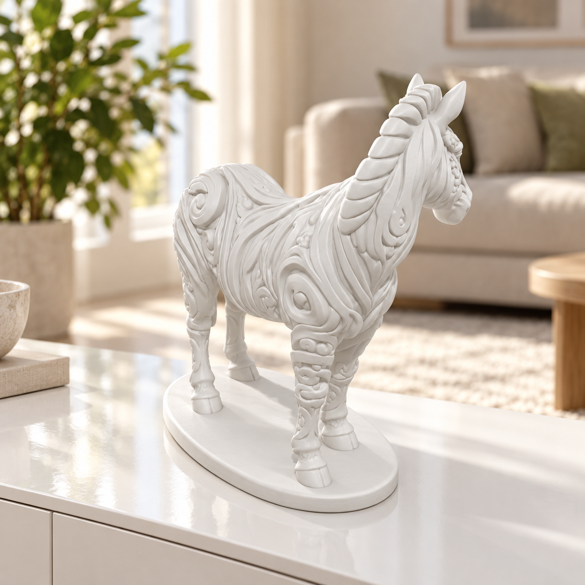 Zebra Ornament - Weiss gedruckt Wohnzimmer