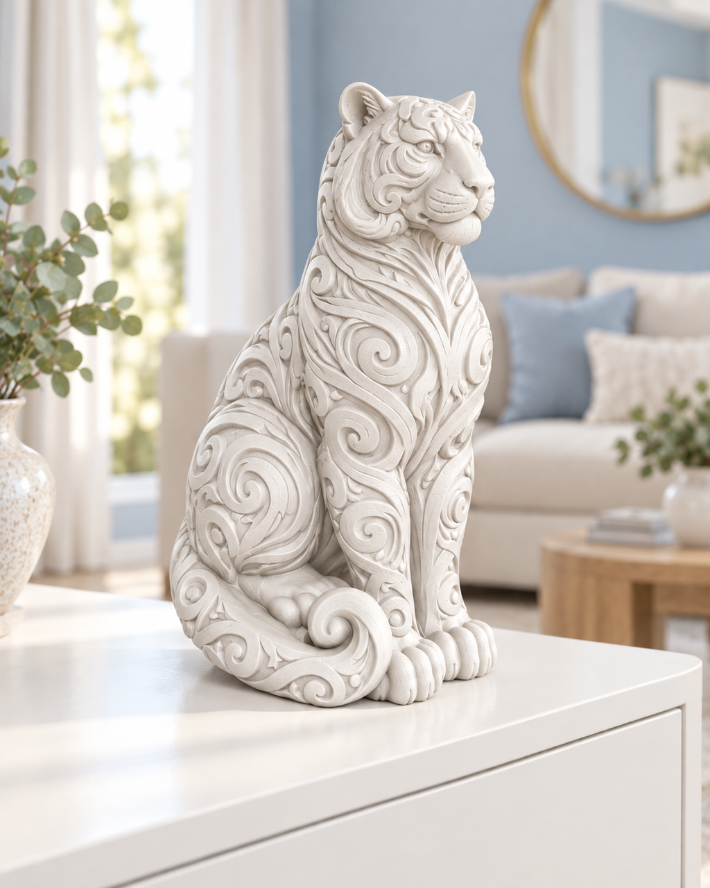 Tiger Ornament - Weiss gedruckt Wohnzimmer