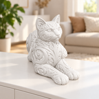 Liegende Katze Ornament - Weiss gedruckt Wohnzimmer