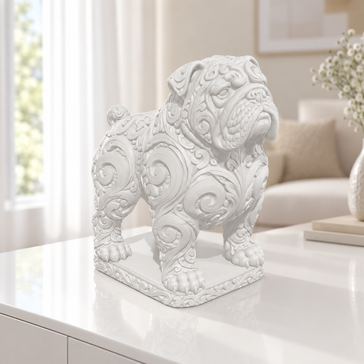 Old English Bulldog Ornament - Weiss gedruckt Wohnzimmer