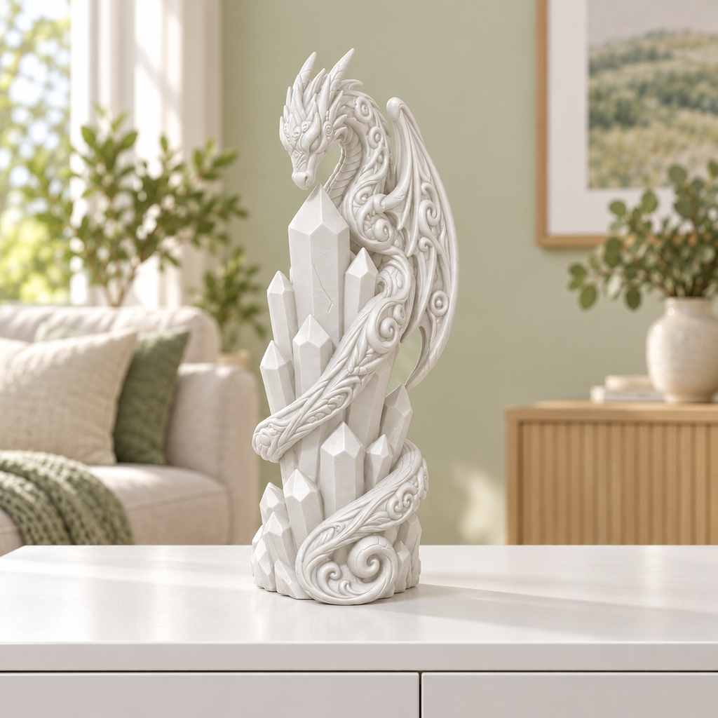 Kristalldrache Ornament - Weiss gedruckt Wohnzimmer