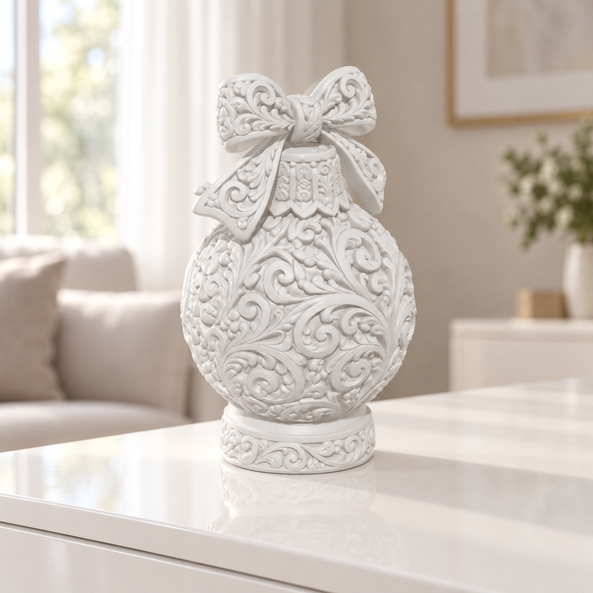 Christbaumkugel Ornament - Weiss gedruckt Wohnzimmer