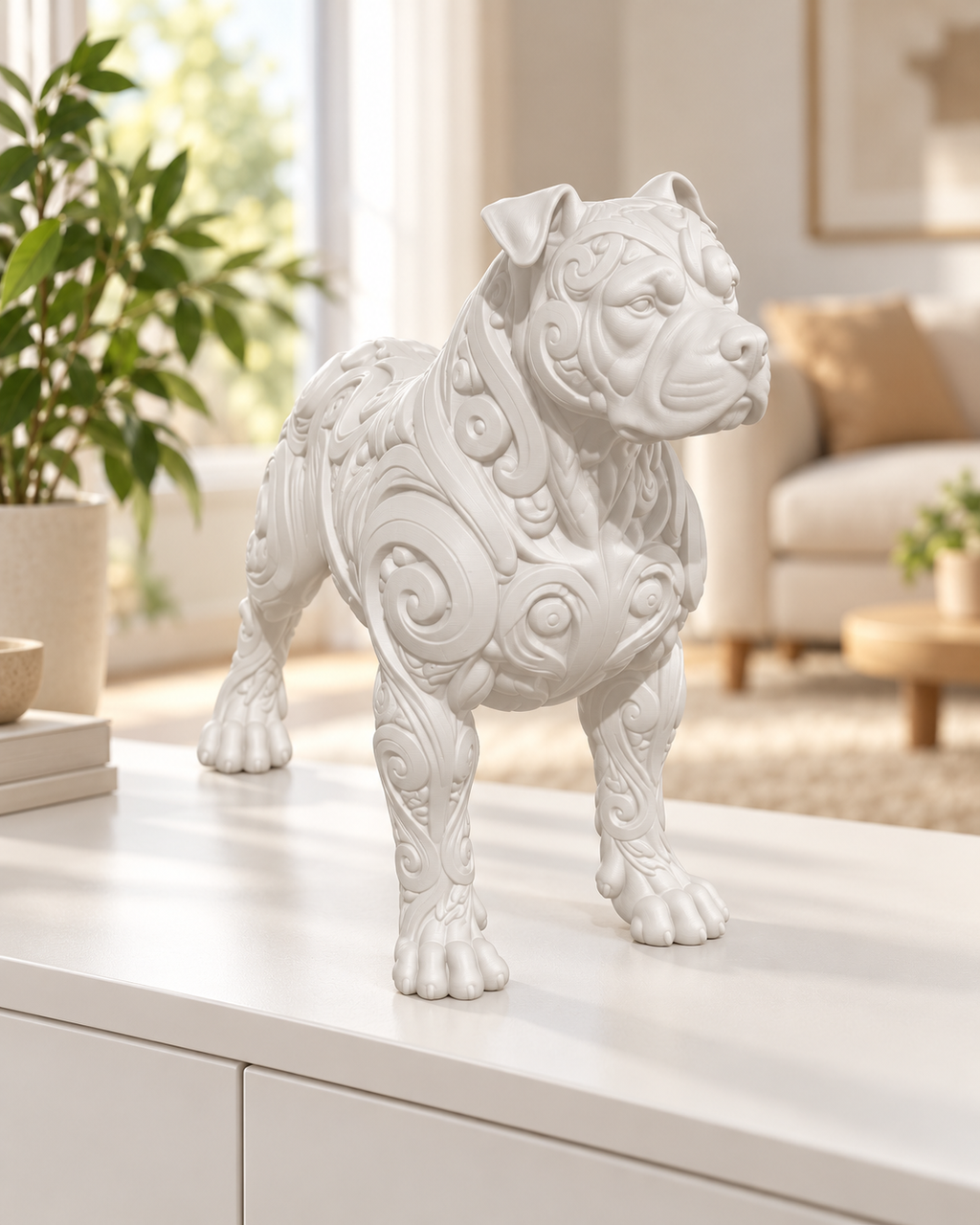Staffordshire Ornament - Weiss gedruckt Wohnzimmer