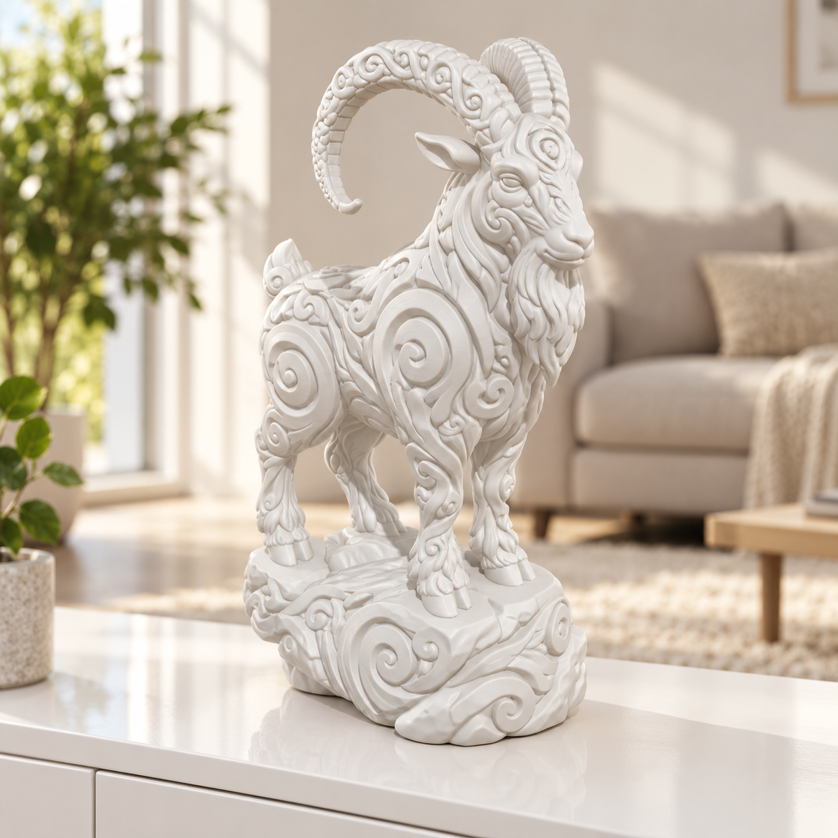 Ziegenbock Ornament - Weiss gedruckt Wohnzimmer