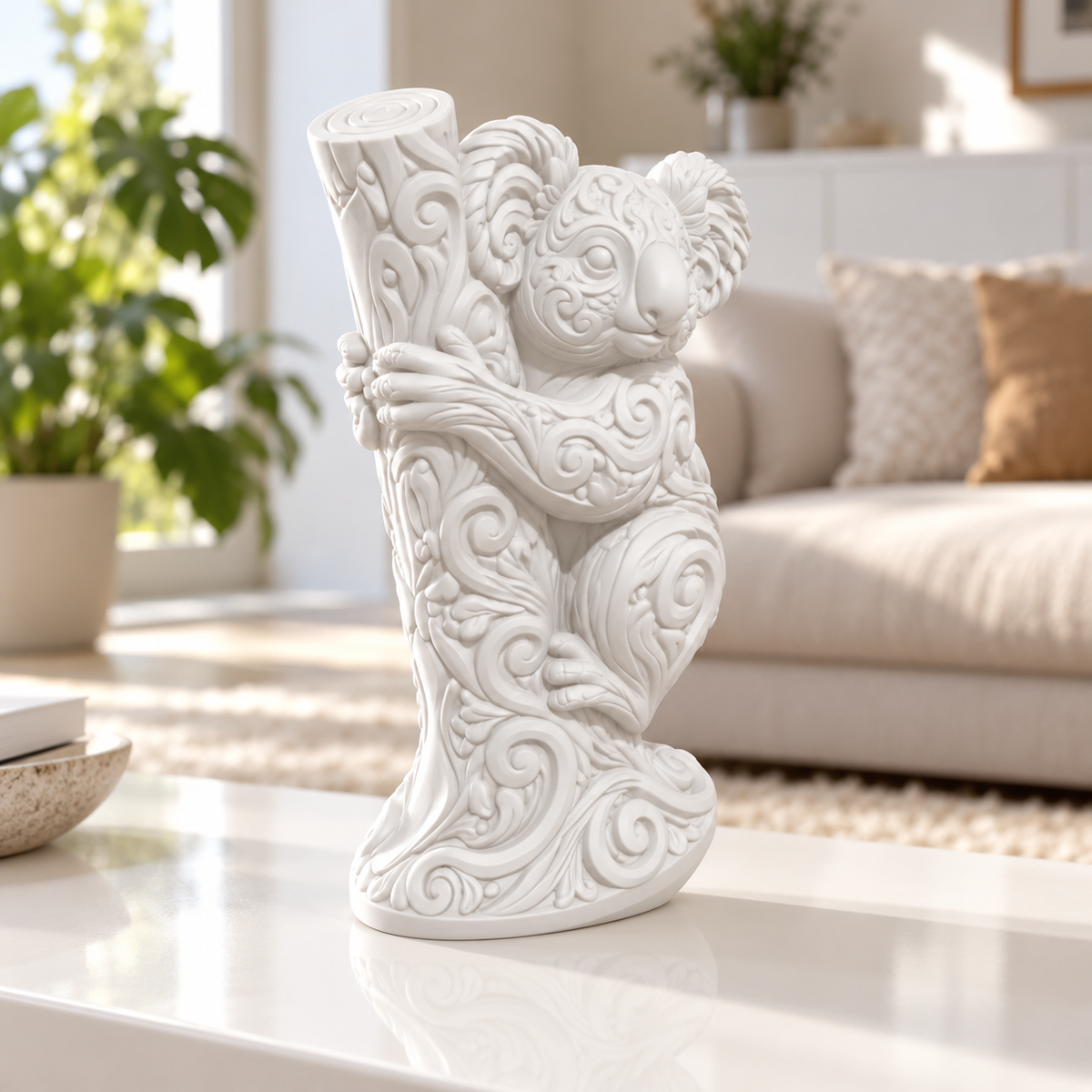 Koala am Baumstamm Ornament - Weiss gedruckt Wohnzimmer
