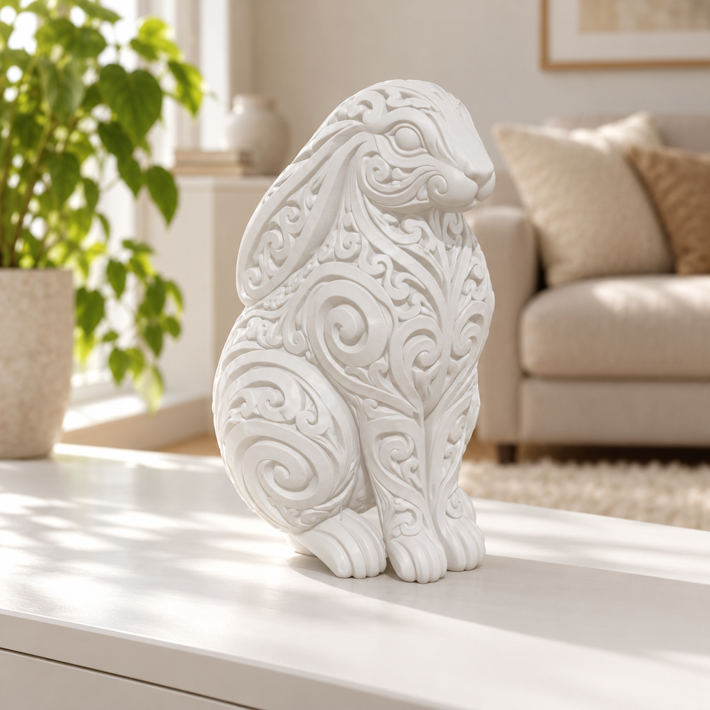Widderkaninchen Ornament - Weiss gedruckt Wohnzimmer