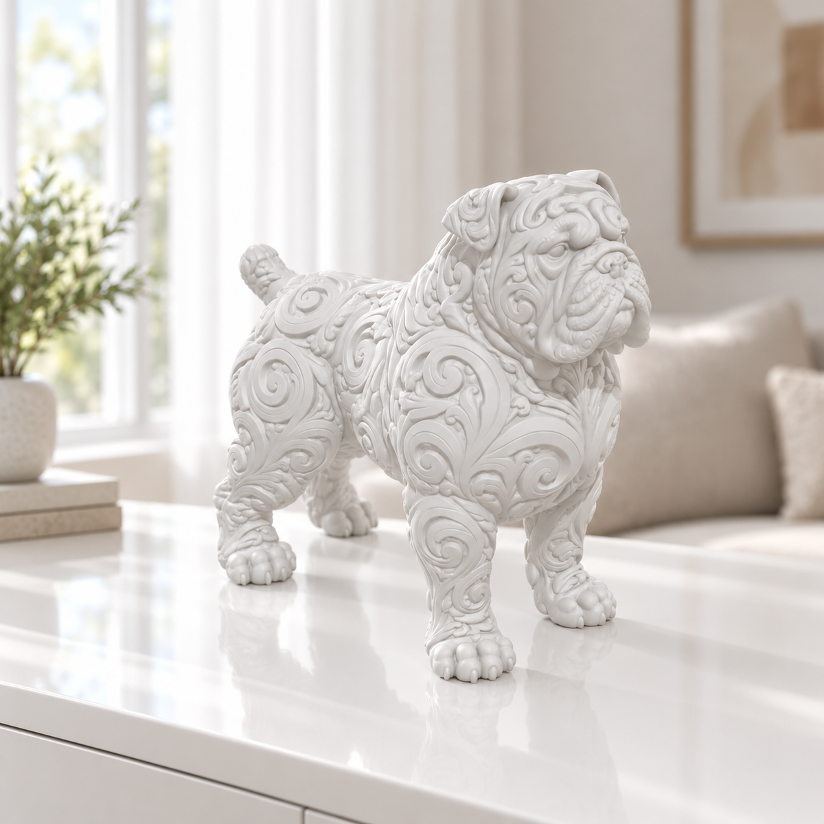 Presa Canario Ornament - Weiss gedruckt Wohnzimmer