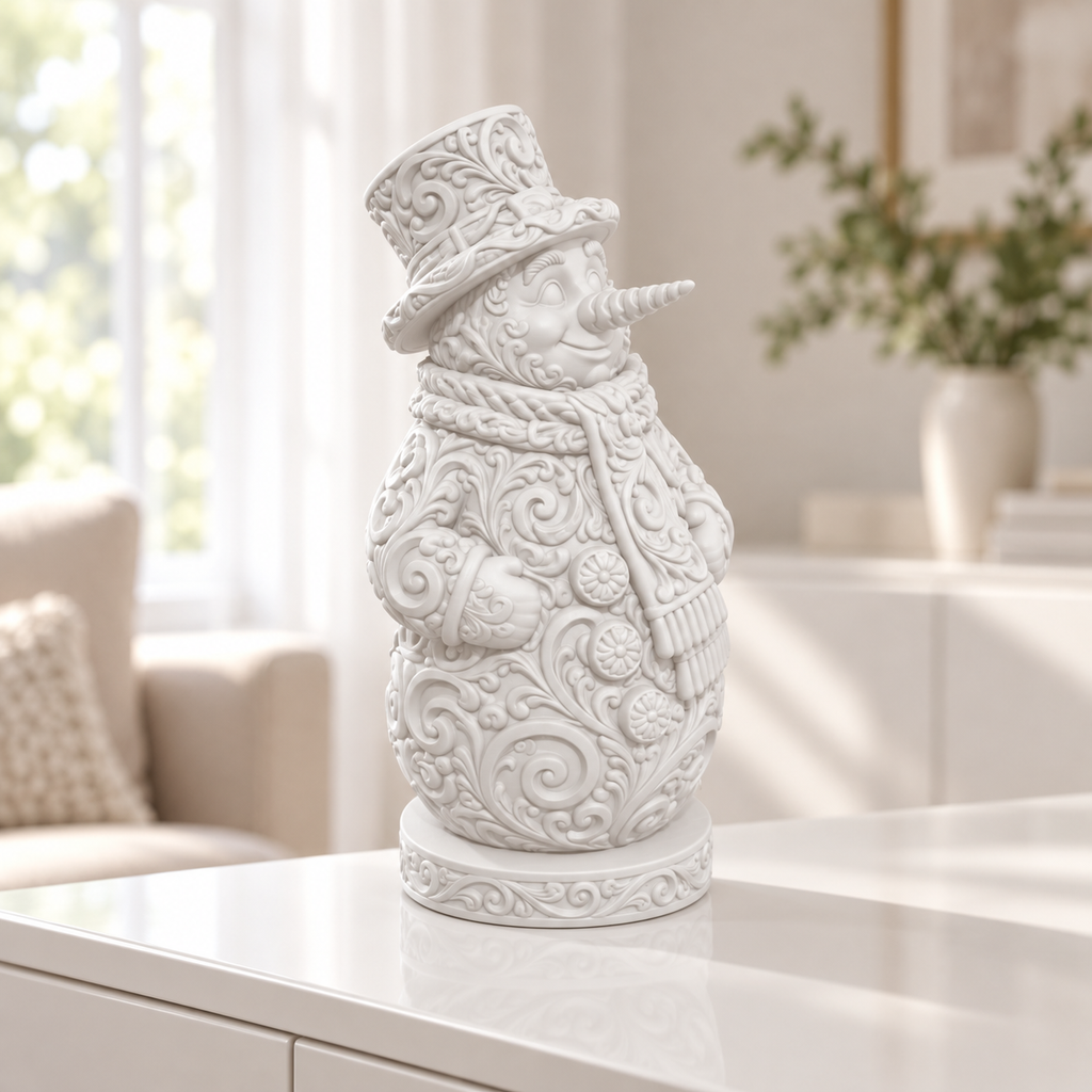 Schneemann Ornament - Weiss gedruckt Wohnzimmer