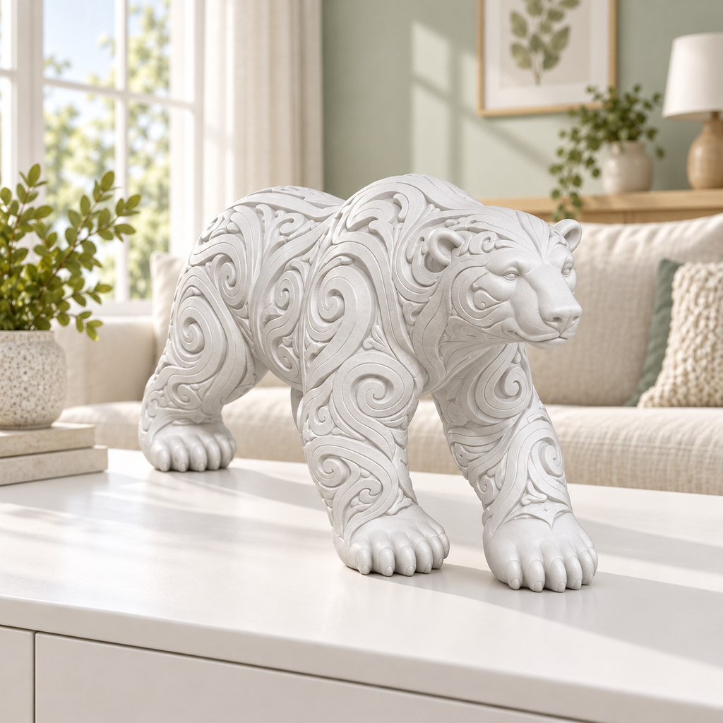 Eisbär Ornament - Weiss gedruckt Wohnzimmer