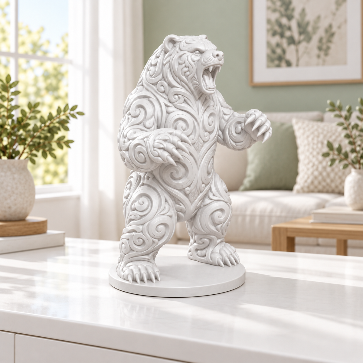 Grizzly Ornament - Weiss gedruckt Wohnzimmer