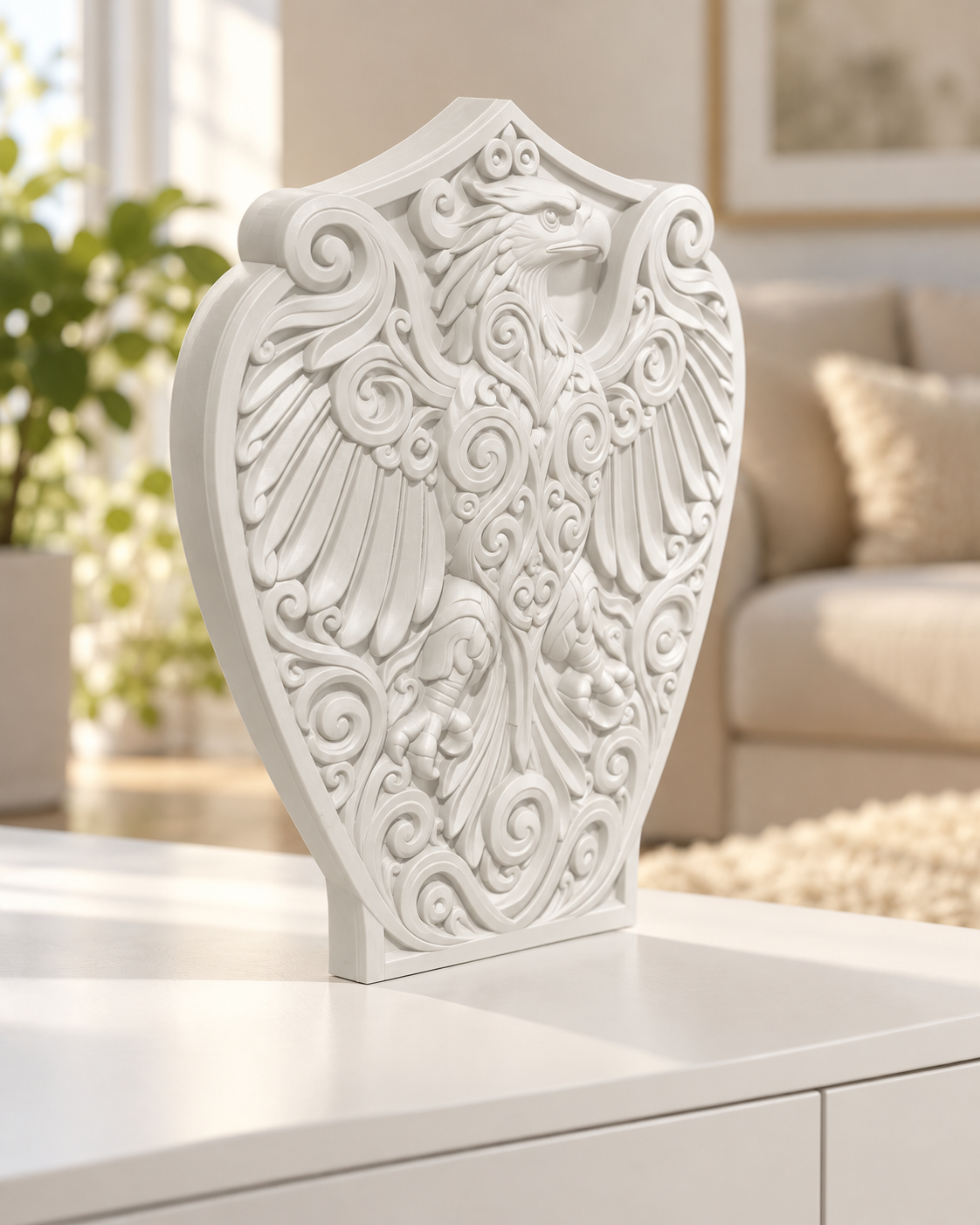 Adlerwappen Ornament - Weiss gedruckt Wohnzimmer
