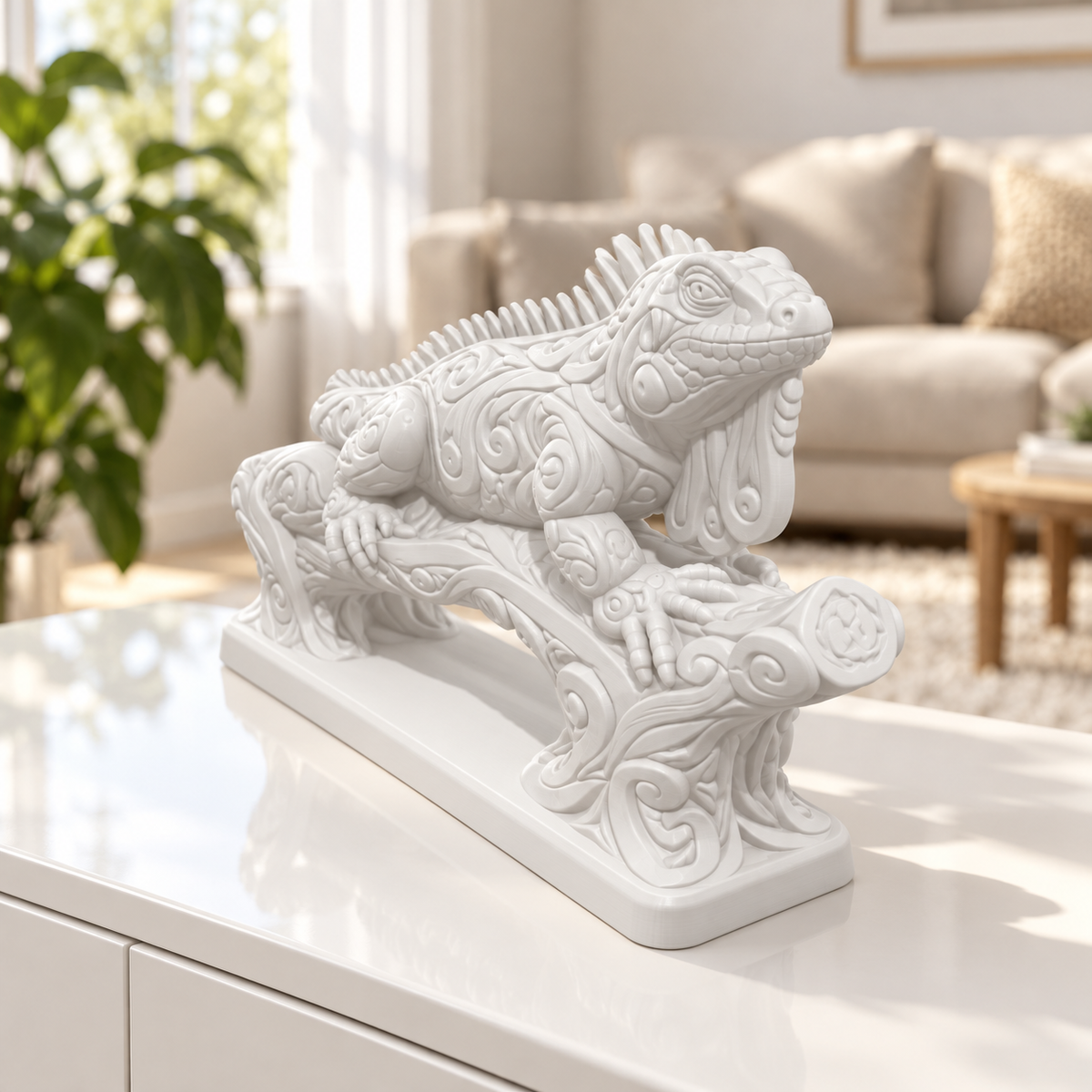Leguan Ornament - Weiss gedruckt Wohnzimmer