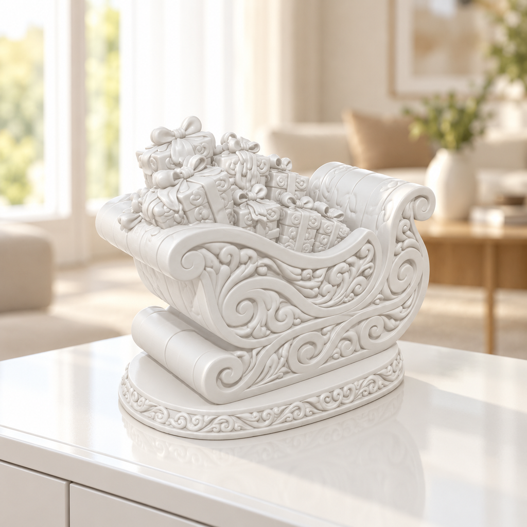 Geschenkschlitten Ornament - Weiss gedruckt Wohnzimmer
