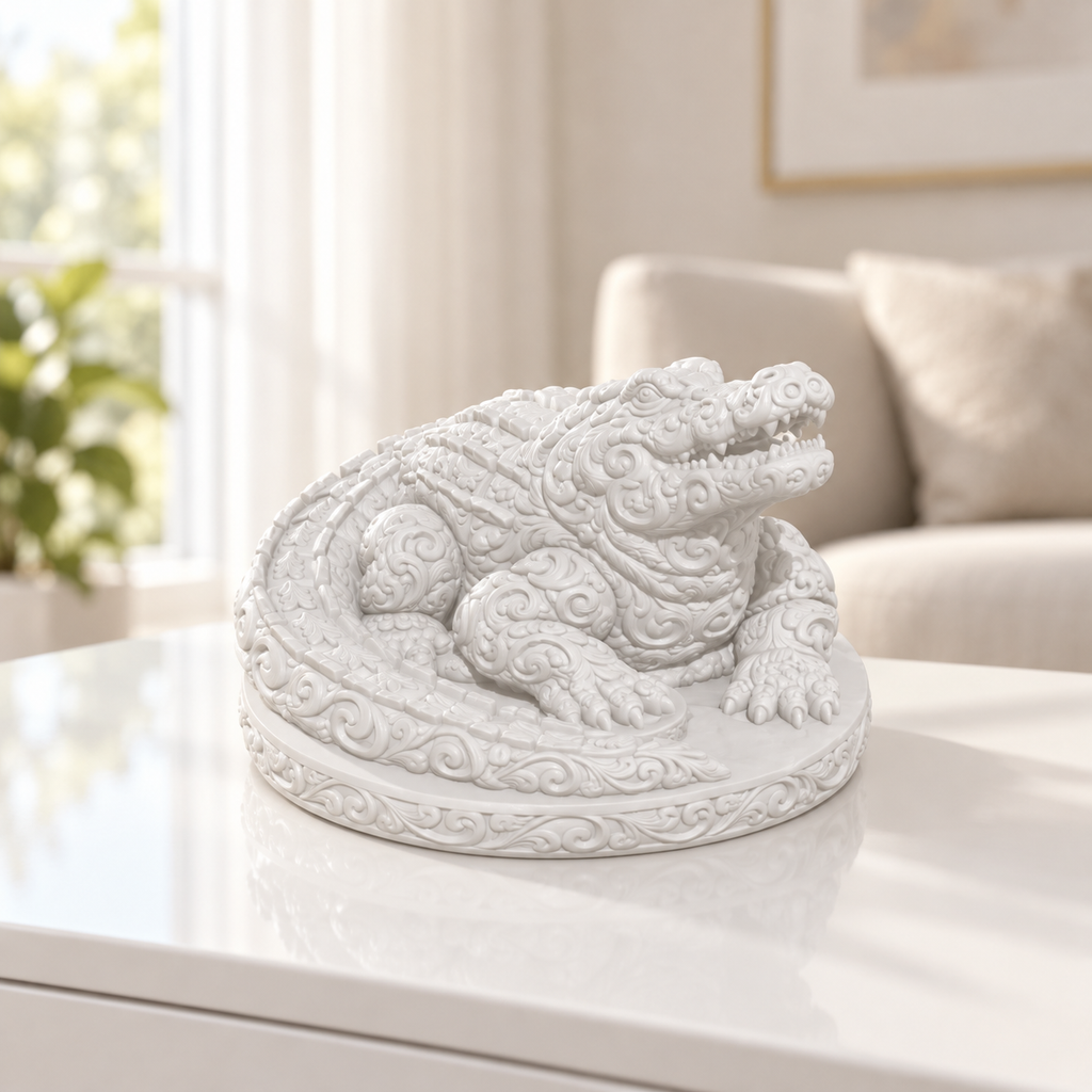Krokodil Ornament - Weiss gedruckt Wohnzimmer