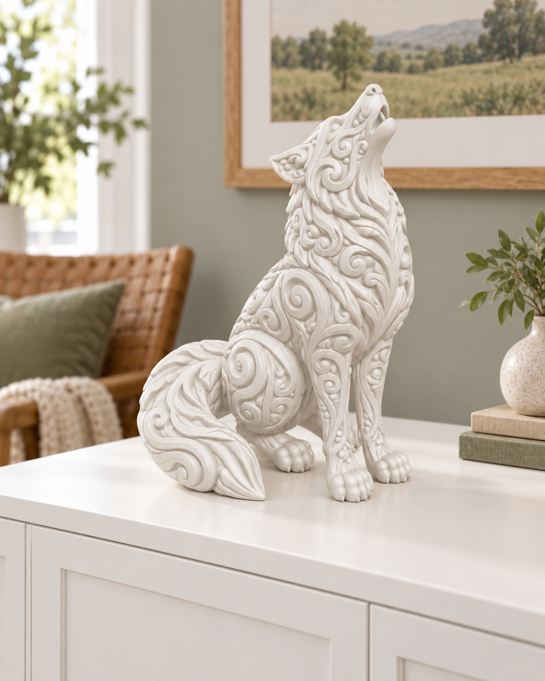 Wolf Ornament - Weiss gedruckt Wohnzimmer