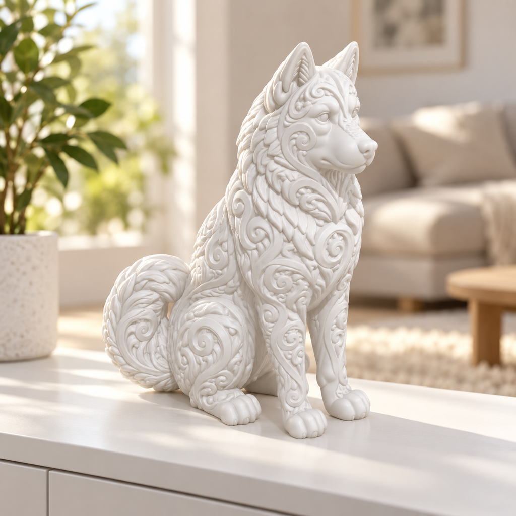 Husky Ornament - Weiss gedruckt Wohnzimmer