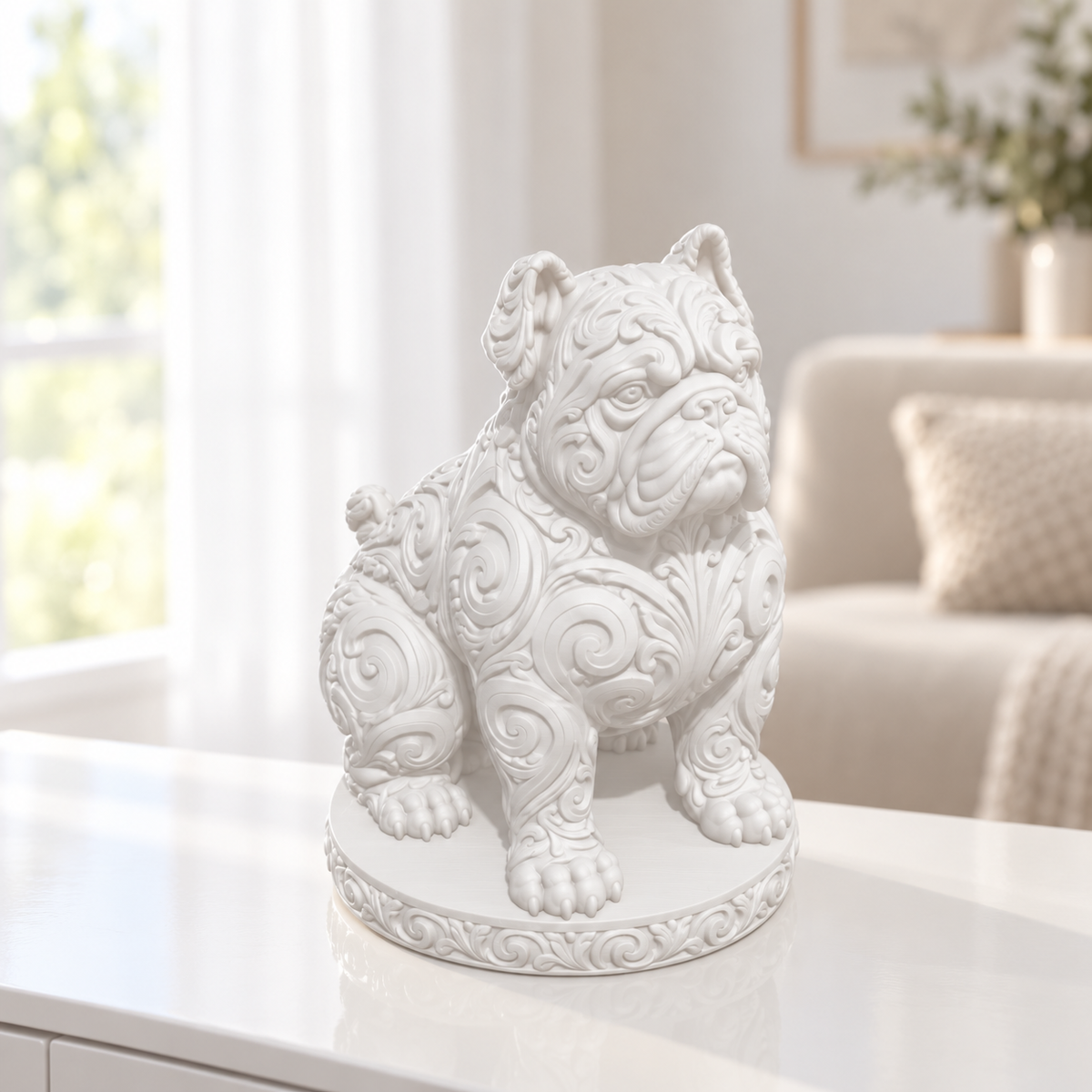 Boston Terrier sitzend Ornament - Weiss gedruckt Wohnzimmer
