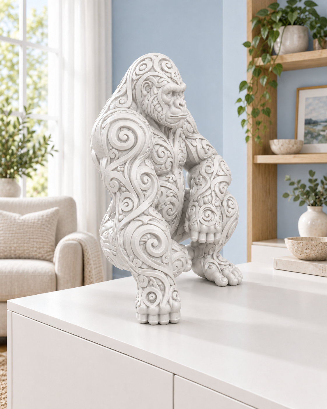 Gorilla Ornament - Weiss gedruckt Wohnzimmer