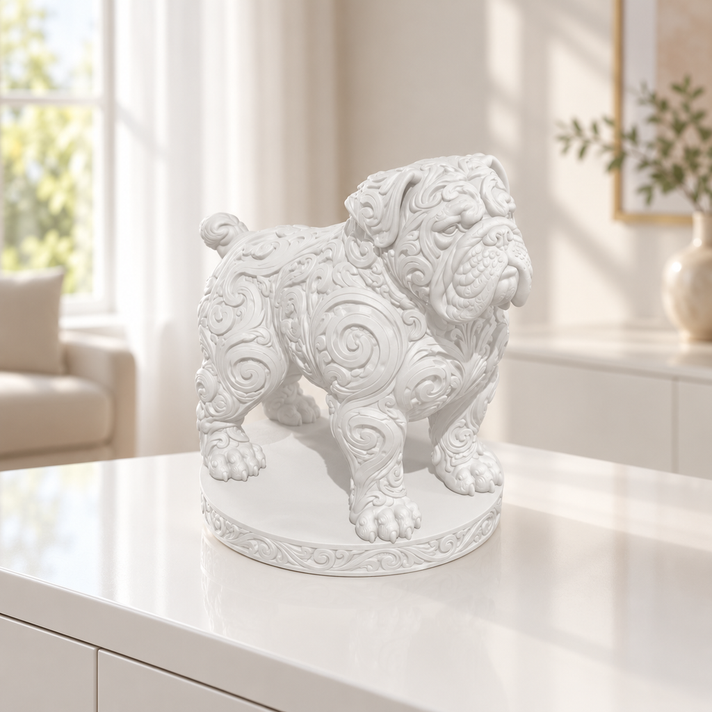 Bordeauxdogge Ornament - Weiss gedruckt Wohnzimmer