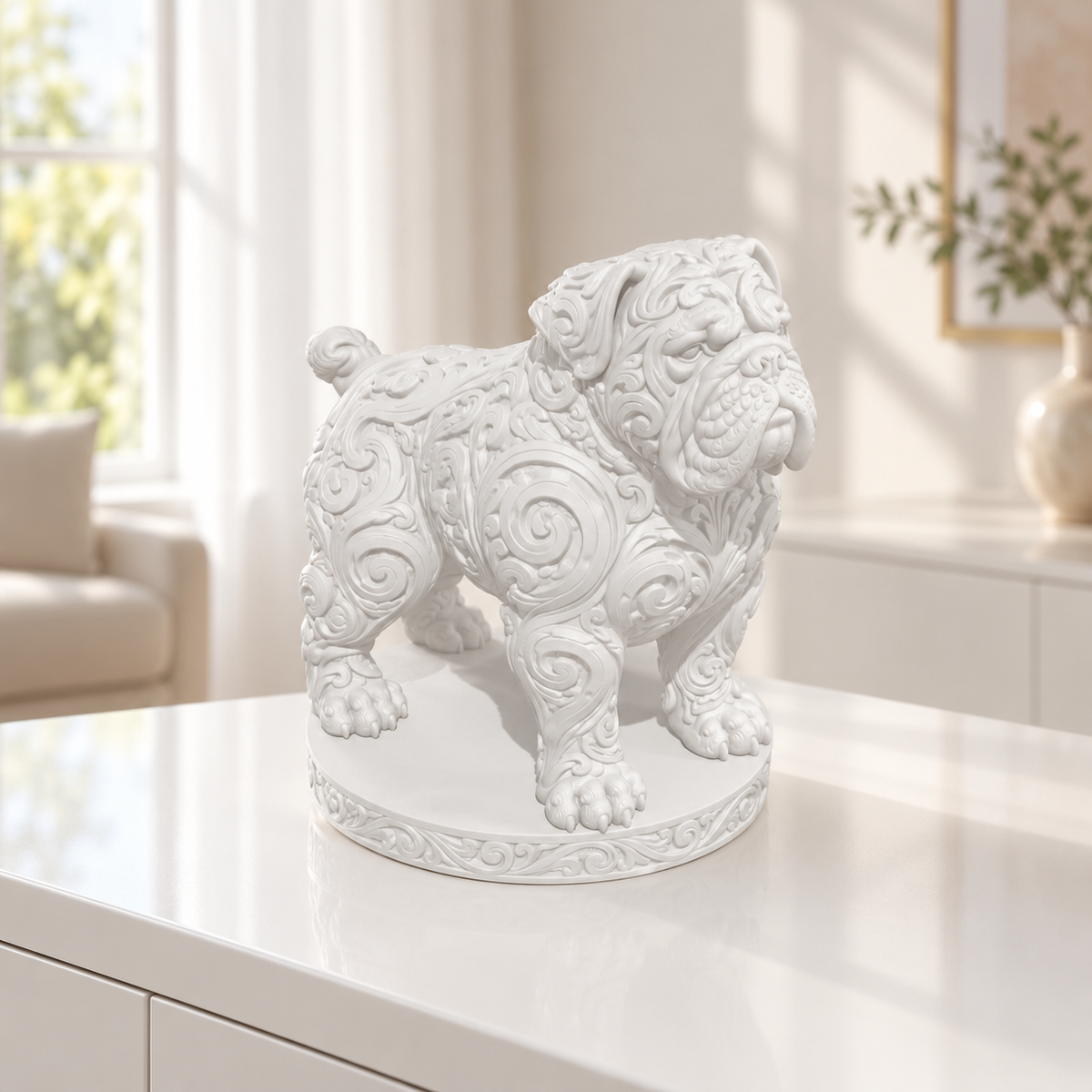 Bordeauxdogge Ornament - Weiss gedruckt Wohnzimmer