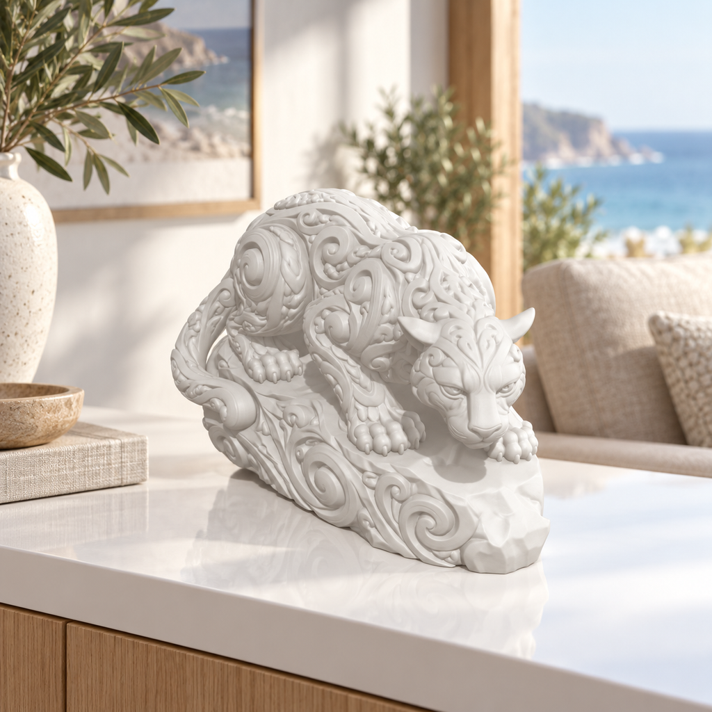 Sprungbereiter Puma Ornament - Weiss gedruckt Wohnzimmer