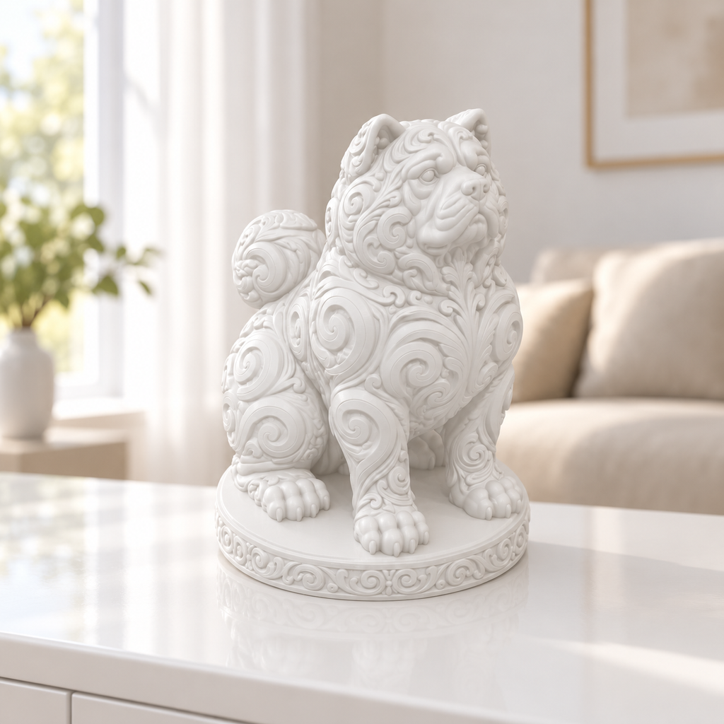 Akita Inu sitzend Ornament - Weiss gedruckt Wohnzimmer