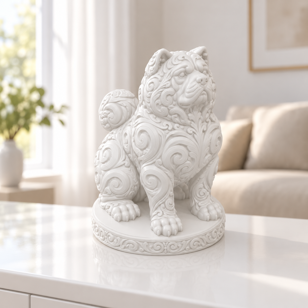Akita Inu sitzend Ornament - Weiss gedruckt Wohnzimmer