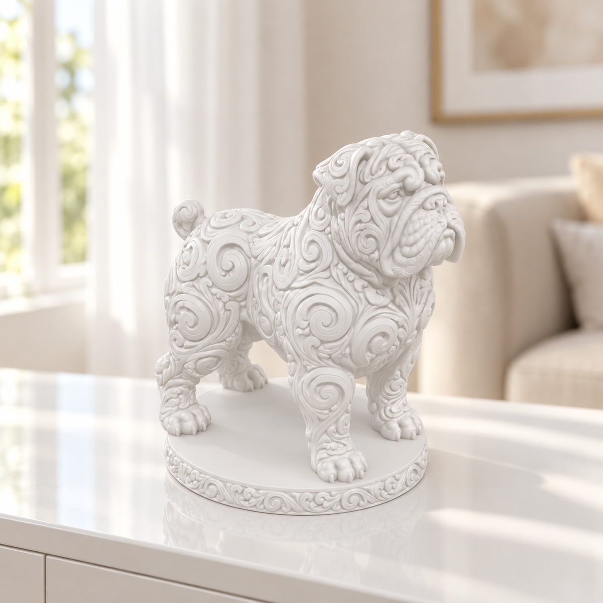 Bullmastiff Ornament - Weiss gedruckt Wohnzimmer